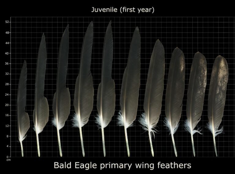 USFWS Feather Atlas Juvenile first year Bald Eagle primary wing feathers