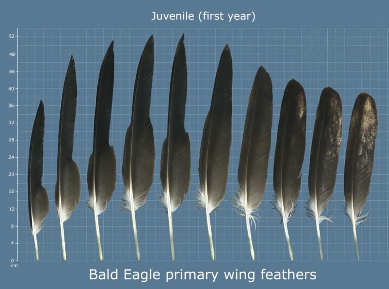 USFWS Feather Atlas Juvenile first year Bald Eagle primary wing feathers