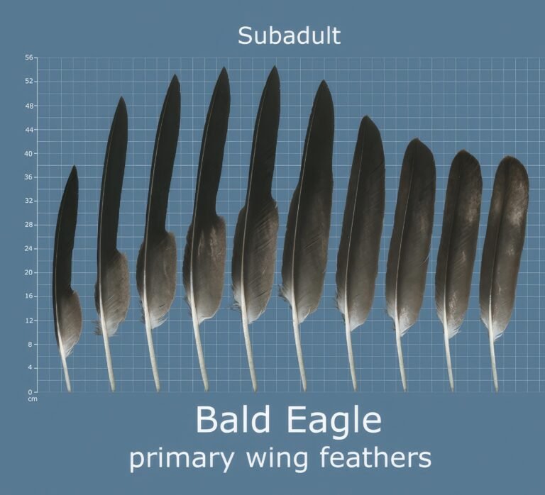 USFWS Feather Atlas Subadult (unclassified) Bald Eagle primary wing feathers