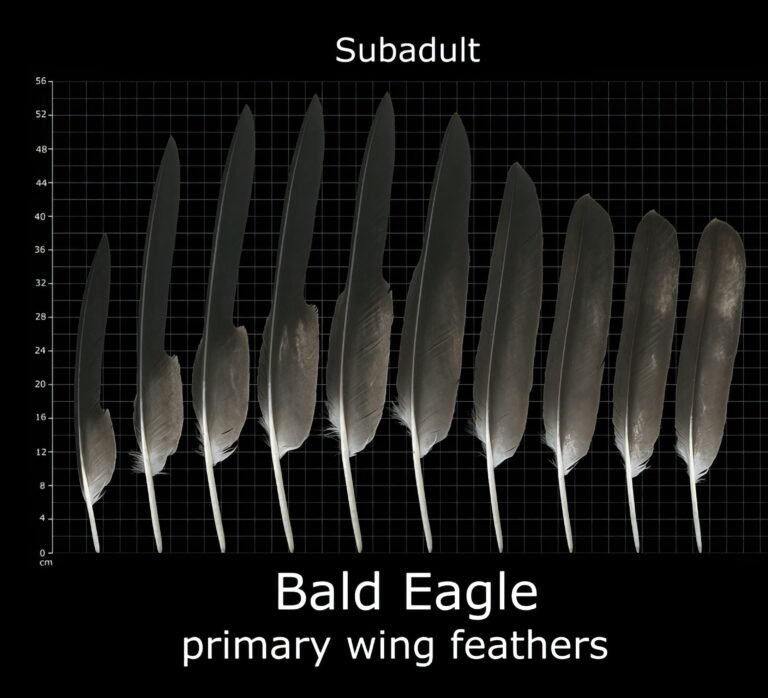 USFWS Feather Atlas Subadult (unclassified) Bald Eagle primary wing feathers