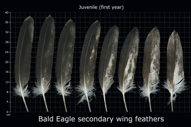 USFWS Feather Atlas Juvenile first year Bald Eagle secondary wing feathers