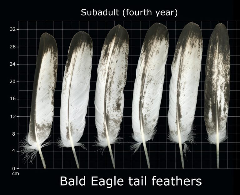 USFWS Feather Atlas Fourth year subadult Bald Eagle tail feathers
