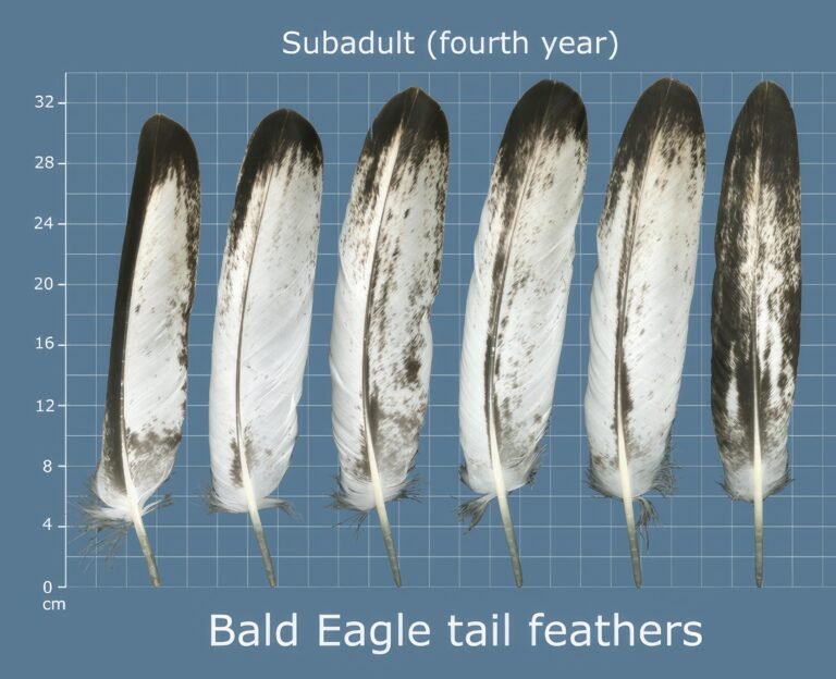 USFWS Feather Atlas Fourth year subadult Bald Eagle tail feathers