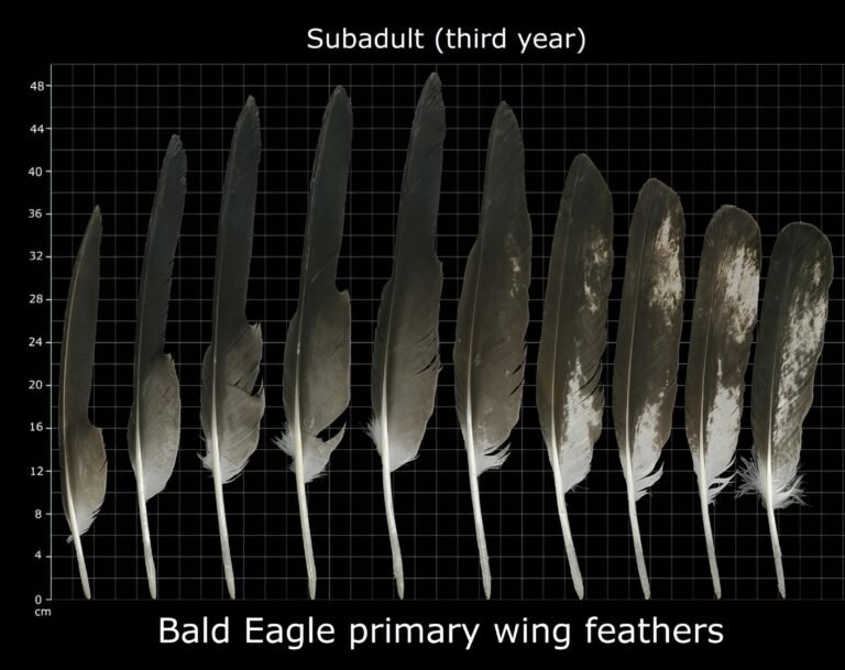 USFWS Feather Atlas Third year subadult Bald Eagle primary wing feathers