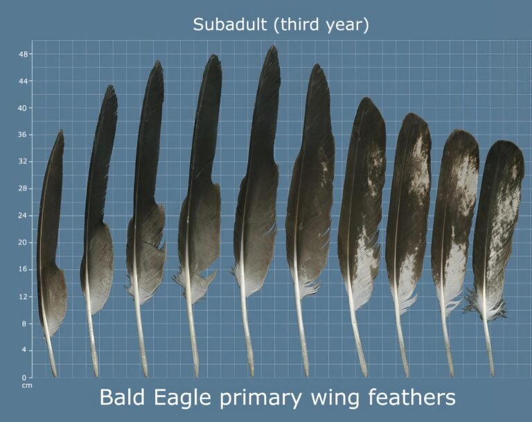 USFWS Feather Atlas Third year subadult Bald Eagle primary wing feathers